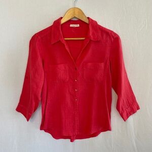 EILEEN FISHER Women’s PS Coral Button Up Irish Linen Organic Cotton Shirt FLAW